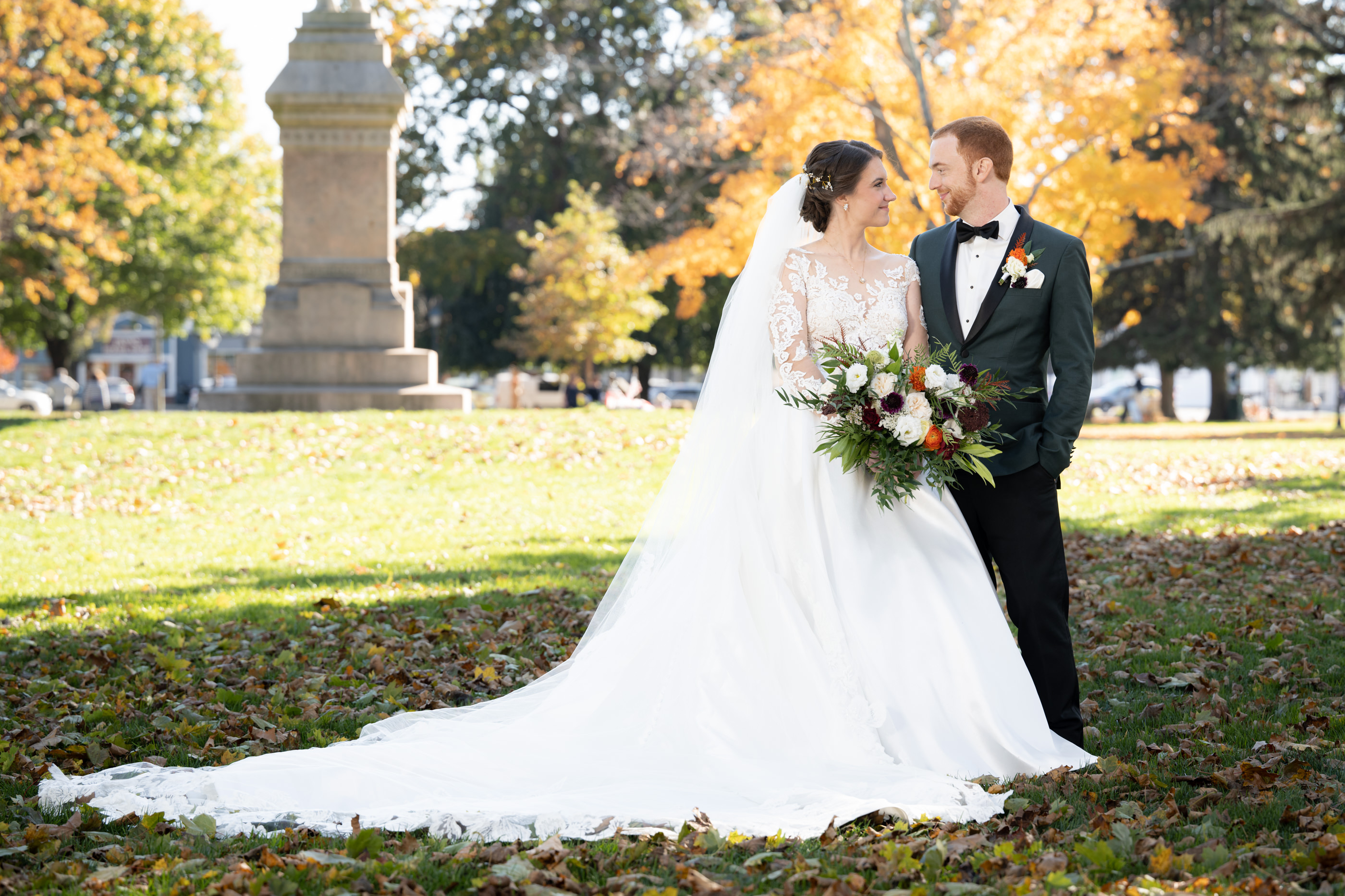 Katie and Kevin on the Guilford green.